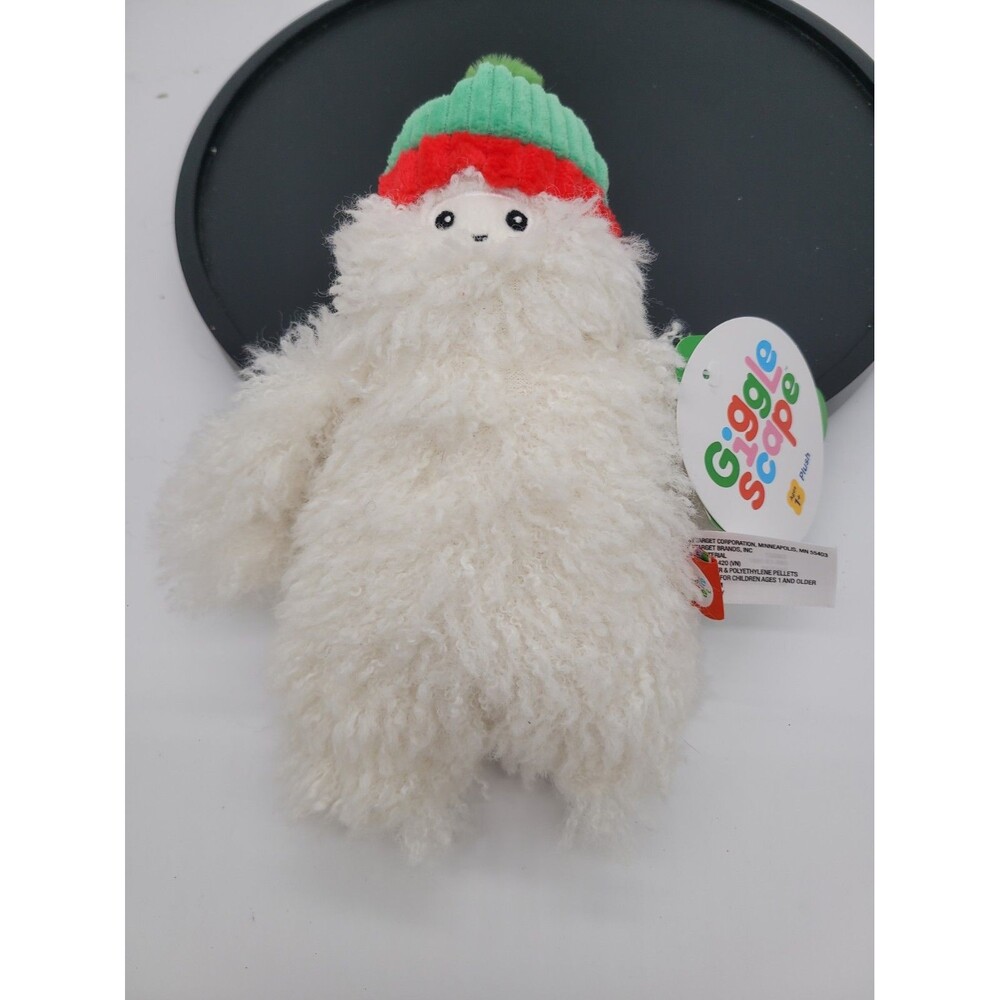Target Gigglescape Christmas Holiday White Yeti w Green Hat 9" Plush Toy New